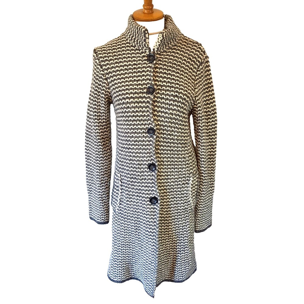 Cocogio Italian Knit Sweater Coat  Gray/white Size Large